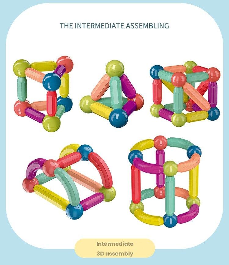 84pcs Magnet Building Construction Stick Bar Learning Magnetic Toy for Kids