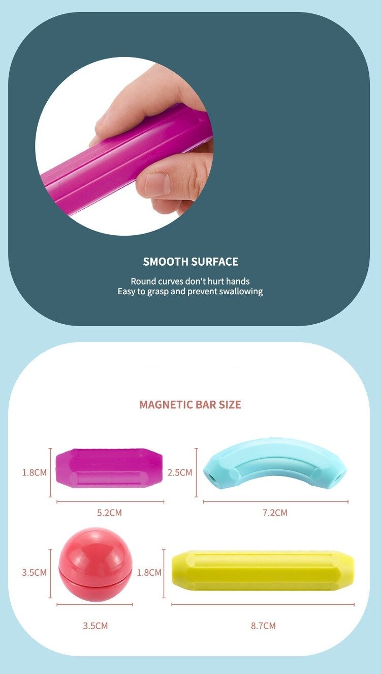 128pcs Magnet Building Construction Stick Bar Learning Magnetic Toy for Kids