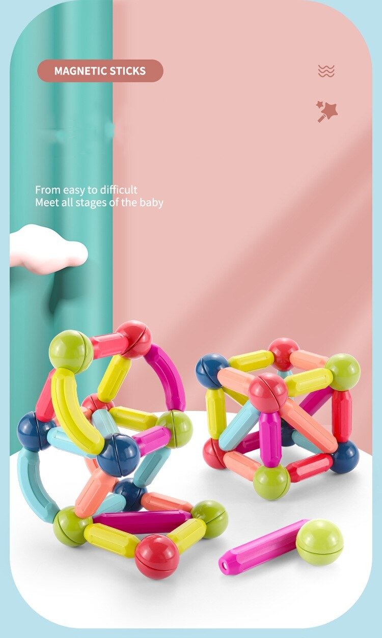 84pcs Magnet Building Construction Stick Bar Learning Magnetic Toy for Kids