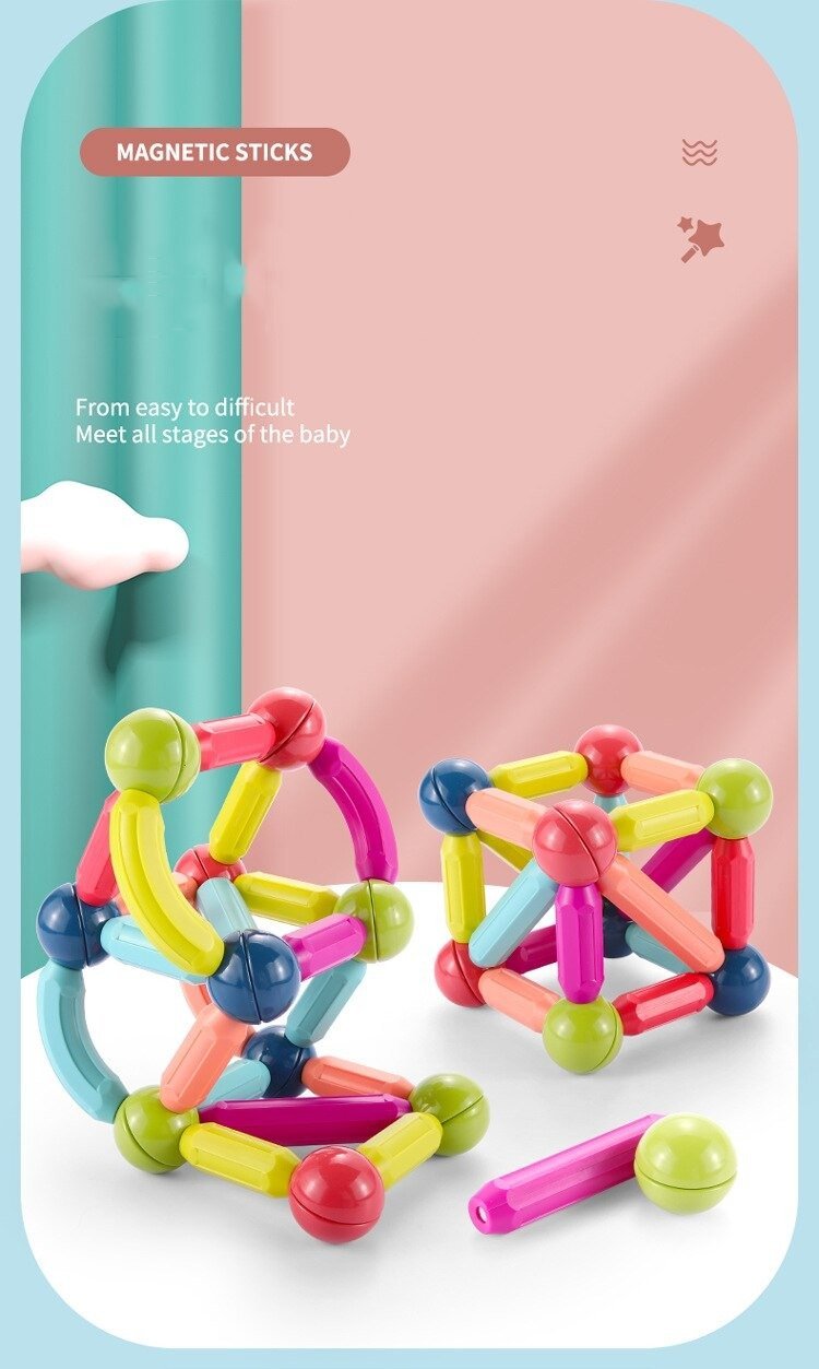 128pcs Magnet Building Construction Stick Bar Learning Magnetic Toy for Kids