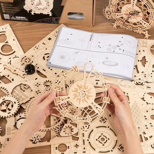 Robotime 3D DIY Wooden Puzzle Mechanical Gear Drive Pendulum Owl Clock LK503