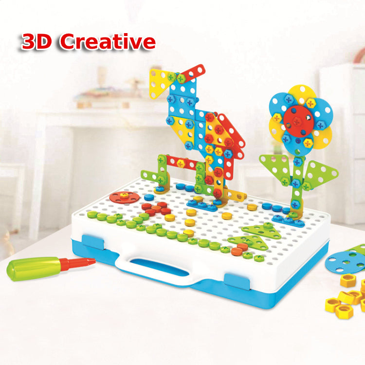 237PCS Mosaic Building Blocks Peg Electric Drill Assemble Toy Set Birthday Gift