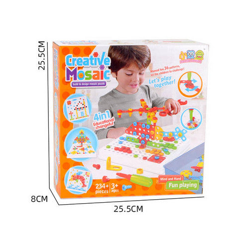 234pcs Mosaic Building Blocks Screws Nut DIY Puzzle Assemble Toy Set Child Gift