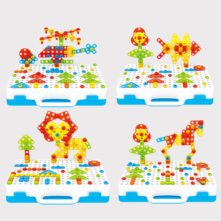 237PCS Mosaic Building Blocks Peg Electric Drill Assemble Toy Set Birthday Gift