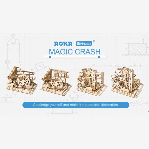 Robotime 3D DIY Wooden Puzzle Mechanical Gear Drive Marble Run Set Gift LG503