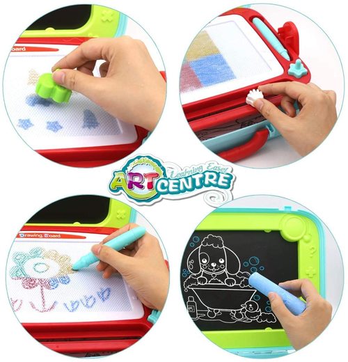 2 in1 Magnetic Drawing Black Board Sketch Learning Kid Education CarryCase Toys