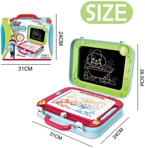 2 in1 Magnetic Drawing Black Board Sketch Learning Kid Education CarryCase Toys