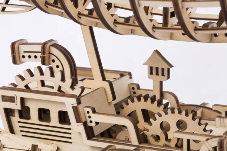 Robotime 3D DIY Wooden Puzzle Mechanical Gear Drive Vintage Air Vehicle LK702