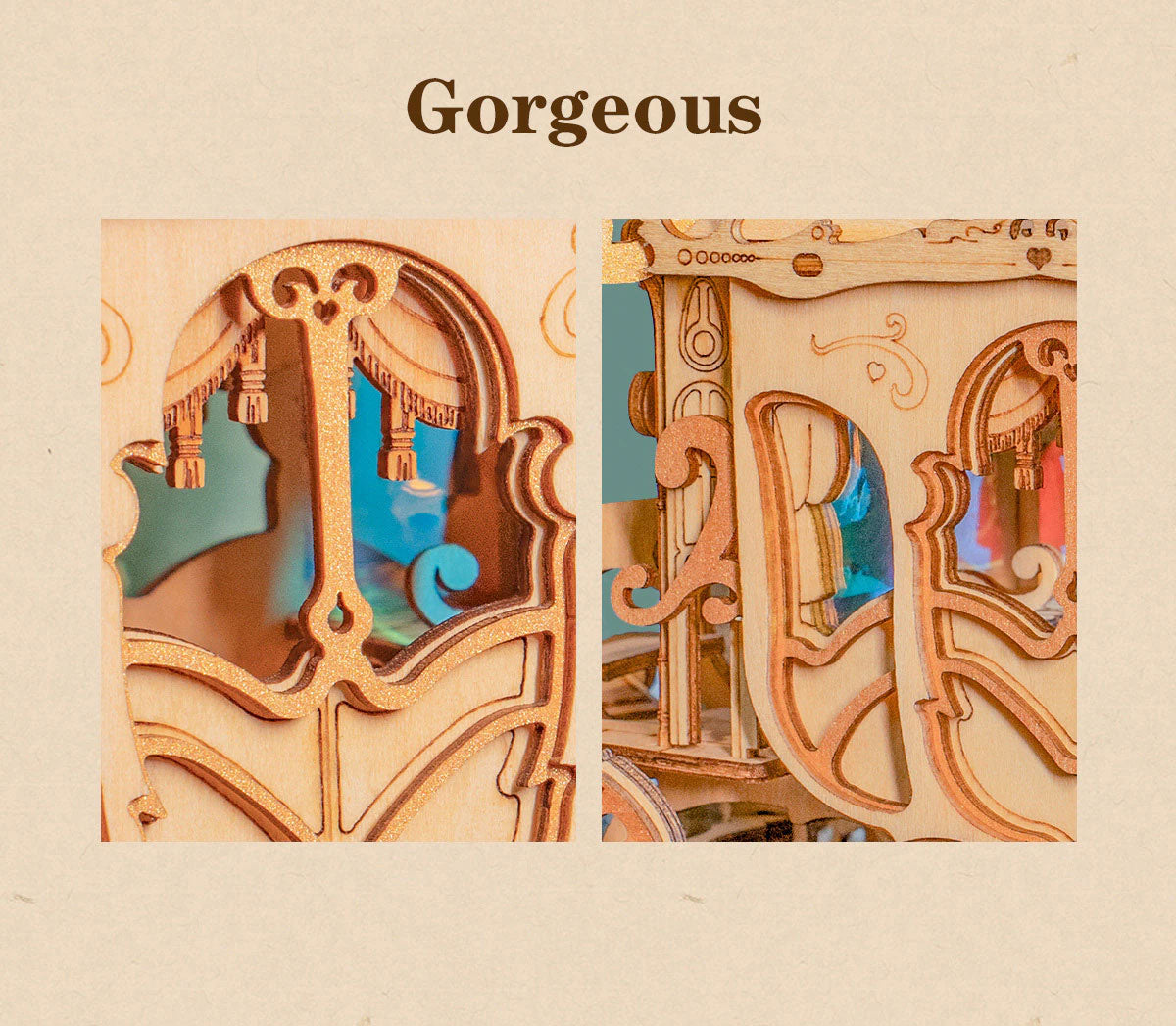 Robotime Classic Carriage Modern DIY 3D Wooden Puzzle Model Kit Toy TG506