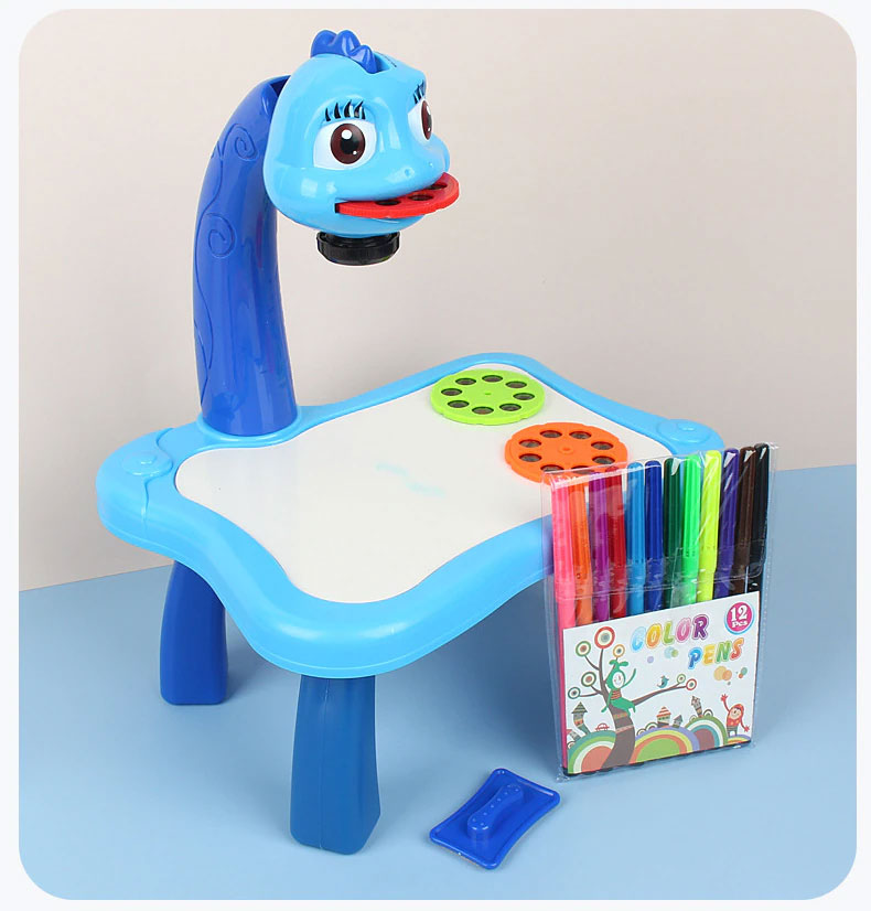 Kid Toys,Drawing Projector Table For Kids Trace and Draw Projector Toy Child  Smart Projector Sketcher Desk Learning Projection Painting Machine For Boy  Girl 3-8 Years Old (No Battery) Blue-Green 