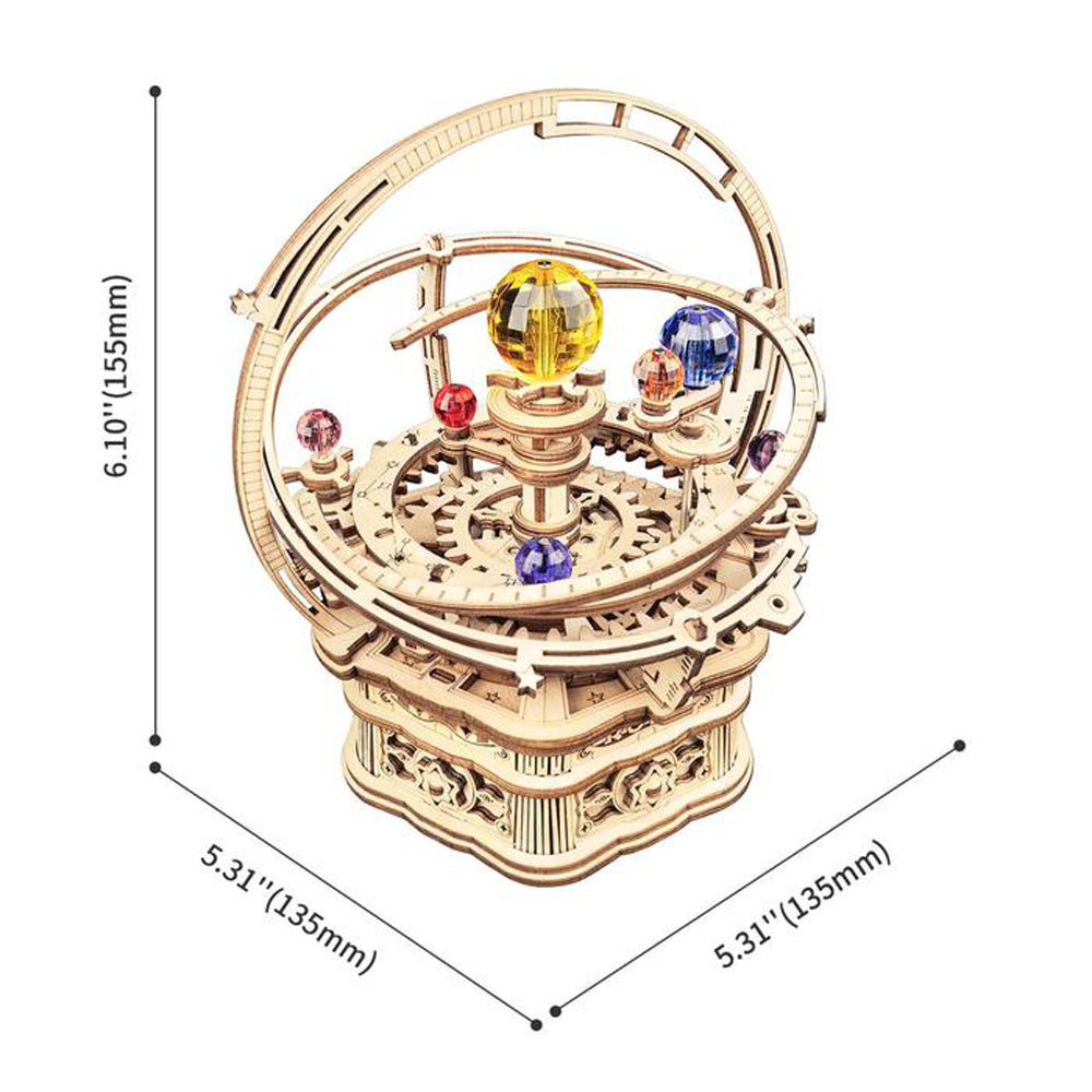 Robotime Starry Night Orrery Mechanical Music Box 3D Wooden Puzzle DIY Assemble AMK51