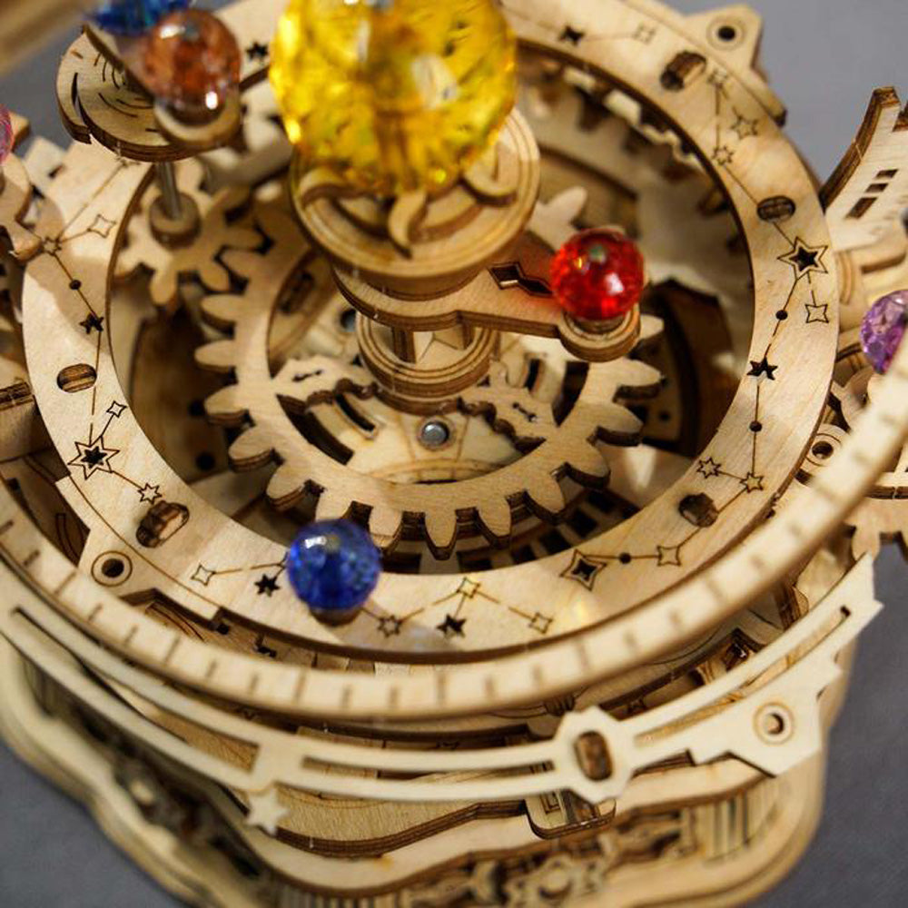 Robotime Starry Night Orrery Mechanical Music Box 3D Wooden Puzzle DIY Assemble AMK51