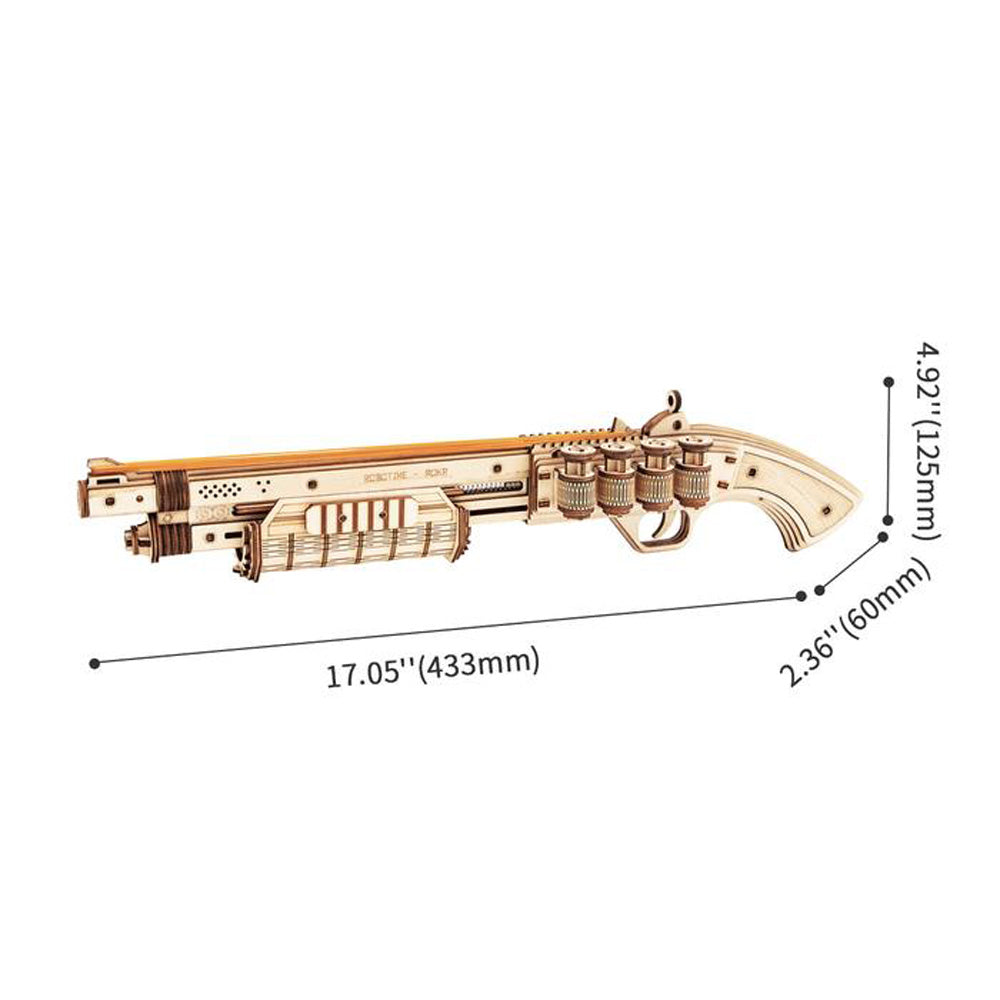 Robotime 3D DIY Wooden Puzzle Terminator M870 Justice Guard Gun Assembly Toy LQ501