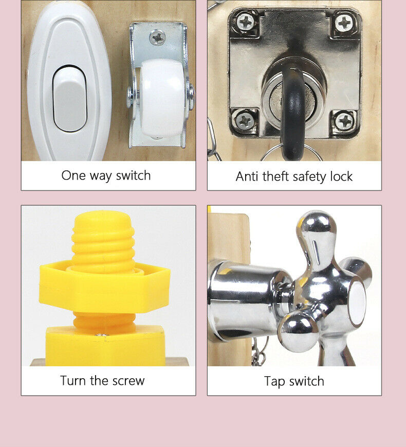 Wooden Busy Board Activity Cube Fidget Training Lock Montessori Educational Toy