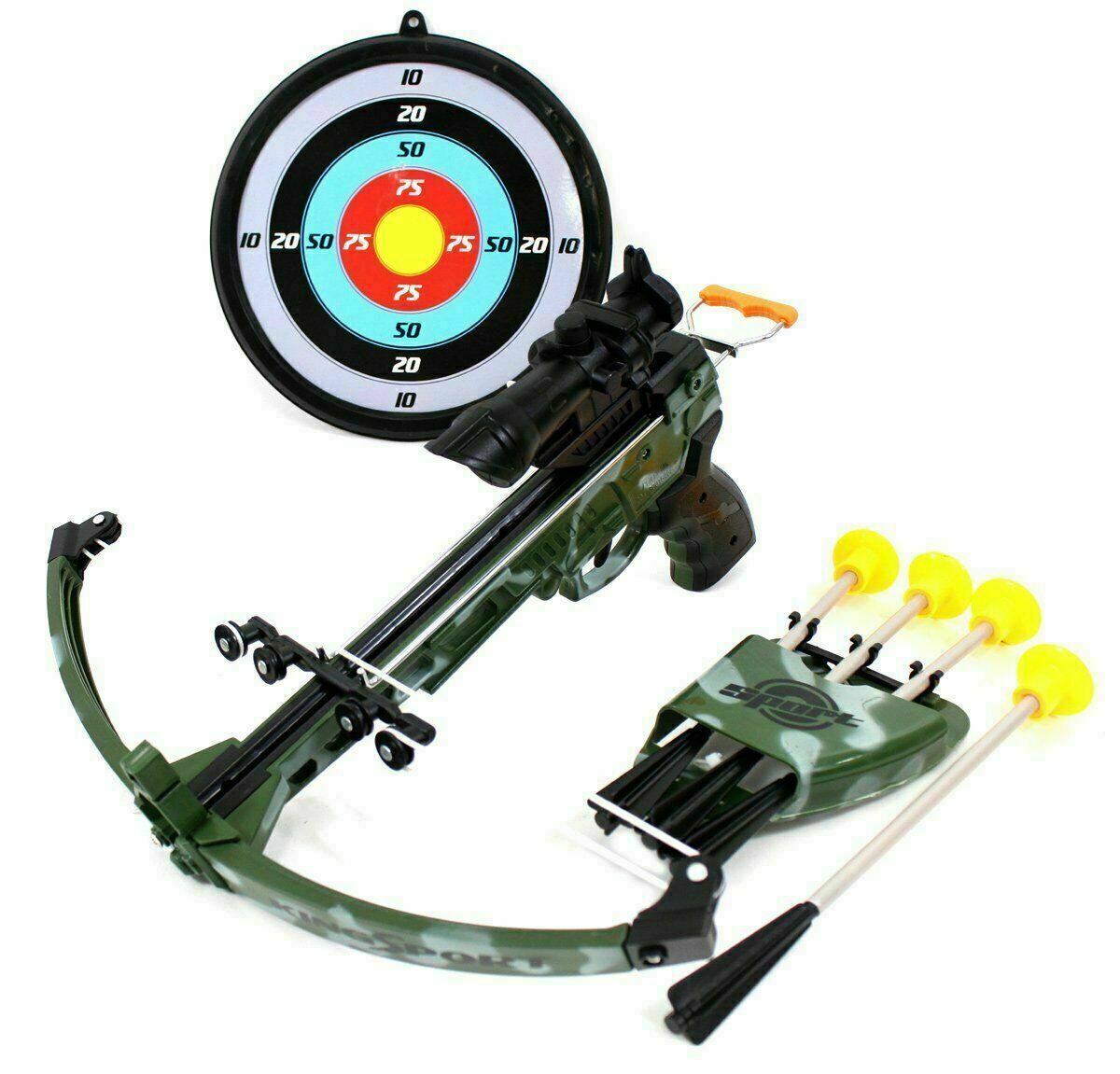 Kids Real Shooting Toy Camouflage Crossbow Archery Set Suction Arrows & Target