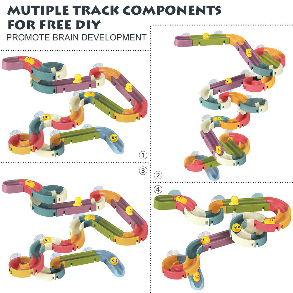 66PCS DIY Baby Kid Bath Tub Shower Toy Track Run Slide Water Play Spray Set