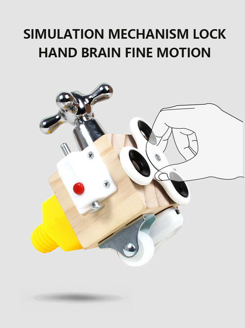 Wooden Busy Board Activity Cube Fidget Training Lock Montessori Educational Toy